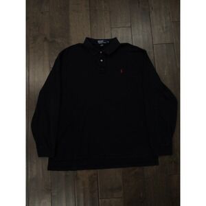 Vtg Ralph Lauren Polo Shirt Classic Fit Mens Size XL Black Long Sleeve Red Pony